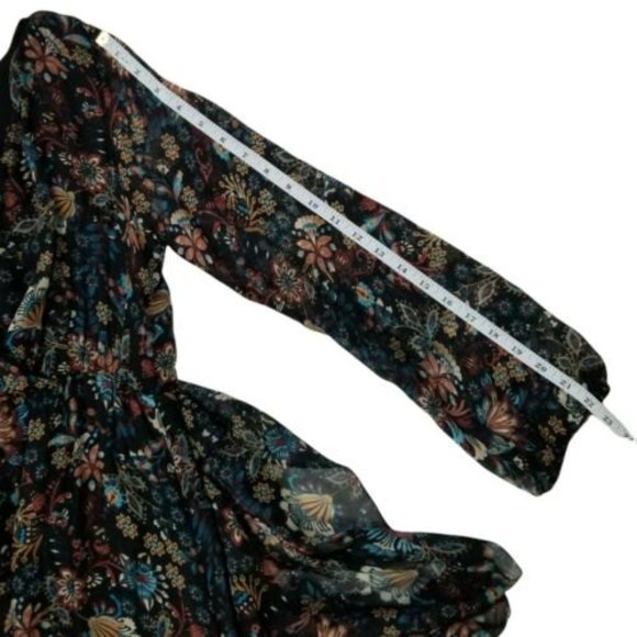 Elena Baldi Floral Print Asymmetrical Ruffled Hem Chiffon Dress Size XS - Picture 10 of 11